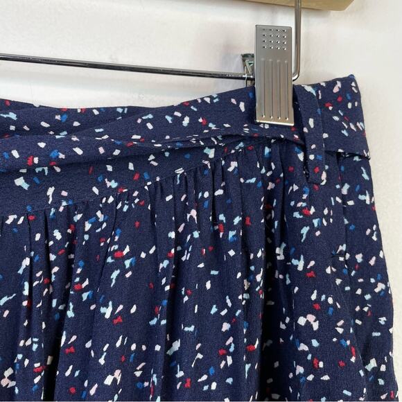 Comptoir Des Cotonniers Navy Blue Confetti Print Bow Waist Flowy Skirt womens S - Picture 6 of 15